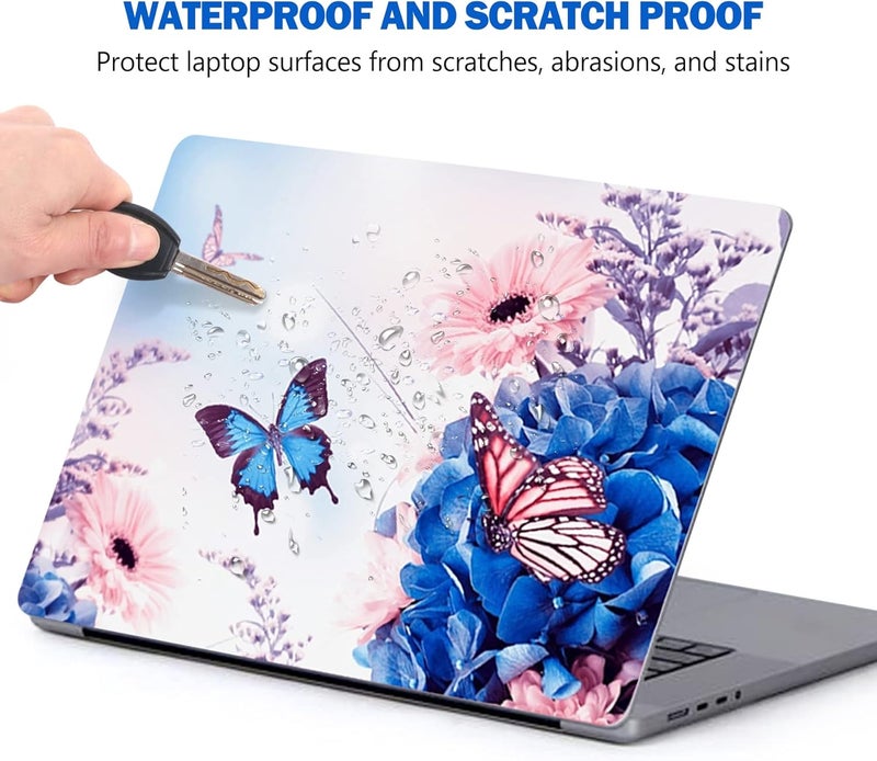 AIMSA Laptop Skin Sticker Decal, 12 13 13.3 14 15 15.4 15.6 inch Laptop Art Decal Protector Notebook Netbook PC 15.6" Universal Vinyl Cover, Butterfly Flower - Image 4